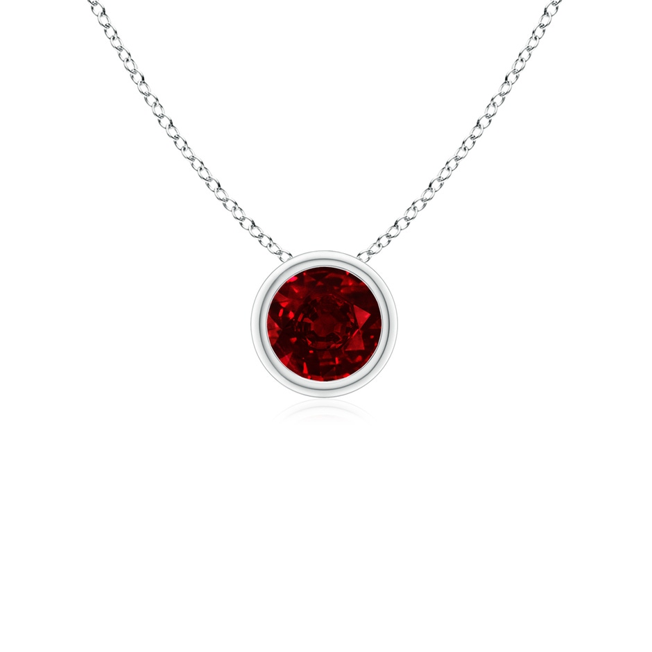 4mm AAAA Bezel-Set Round Ruby Solitaire Pendant in P950 Platinum 