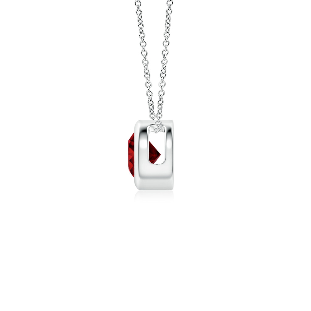 4mm AAAA Bezel-Set Round Ruby Solitaire Pendant in P950 Platinum Side 199