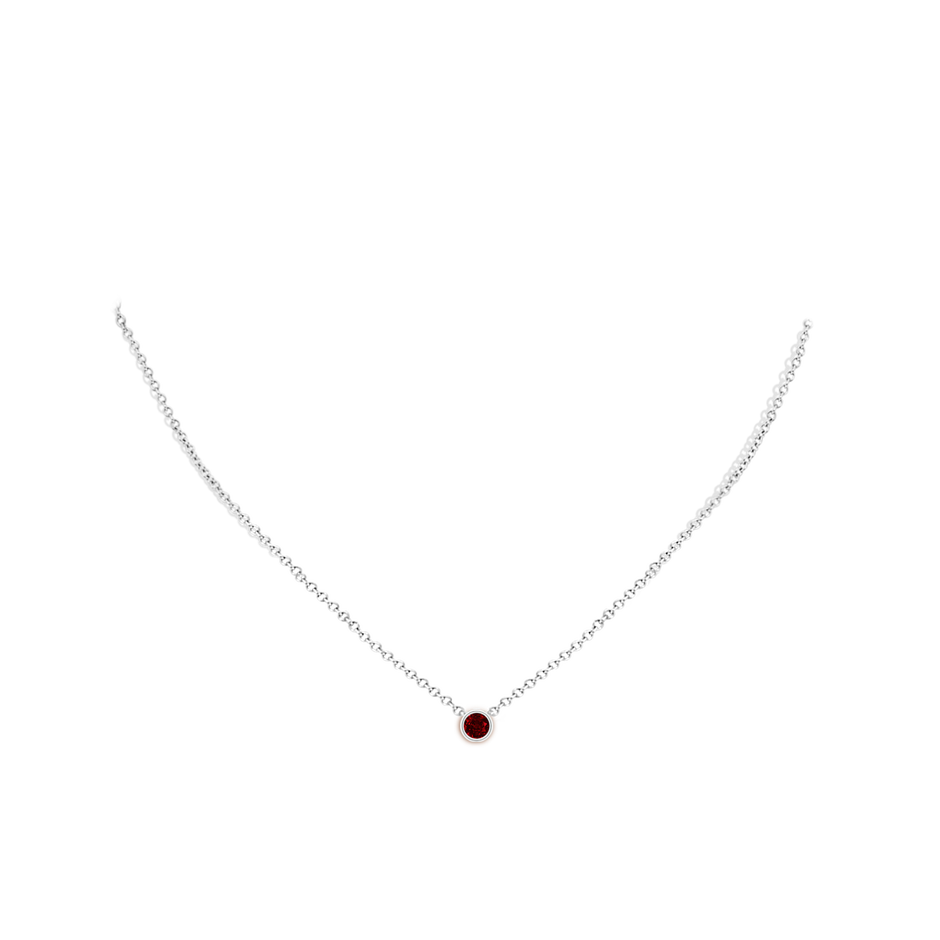 4mm AAAA Bezel-Set Round Ruby Solitaire Pendant in P950 Platinum pen