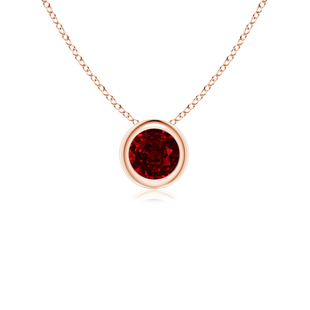 4mm AAAA Bezel-Set Round Ruby Solitaire Pendant in Rose Gold