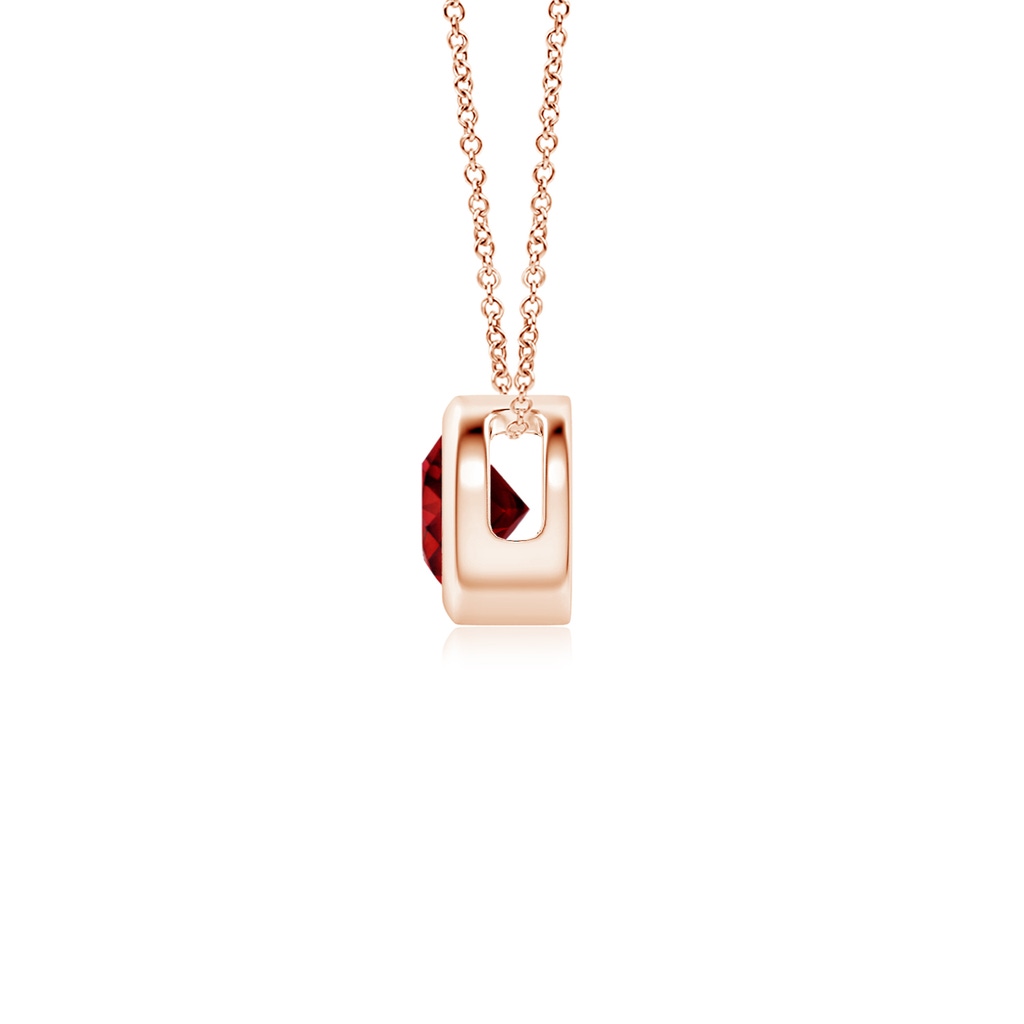 4mm AAAA Bezel-Set Round Ruby Solitaire Pendant in Rose Gold Side 199