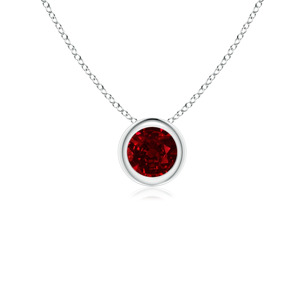 4mm AAAA Bezel-Set Round Ruby Solitaire Pendant in White Gold