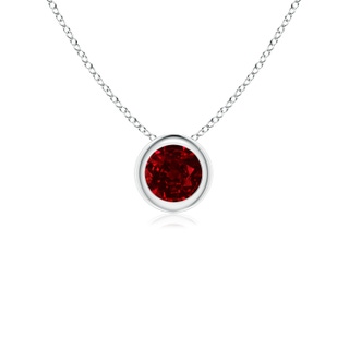 4mm AAAA Bezel-Set Round Ruby Solitaire Pendant in White Gold