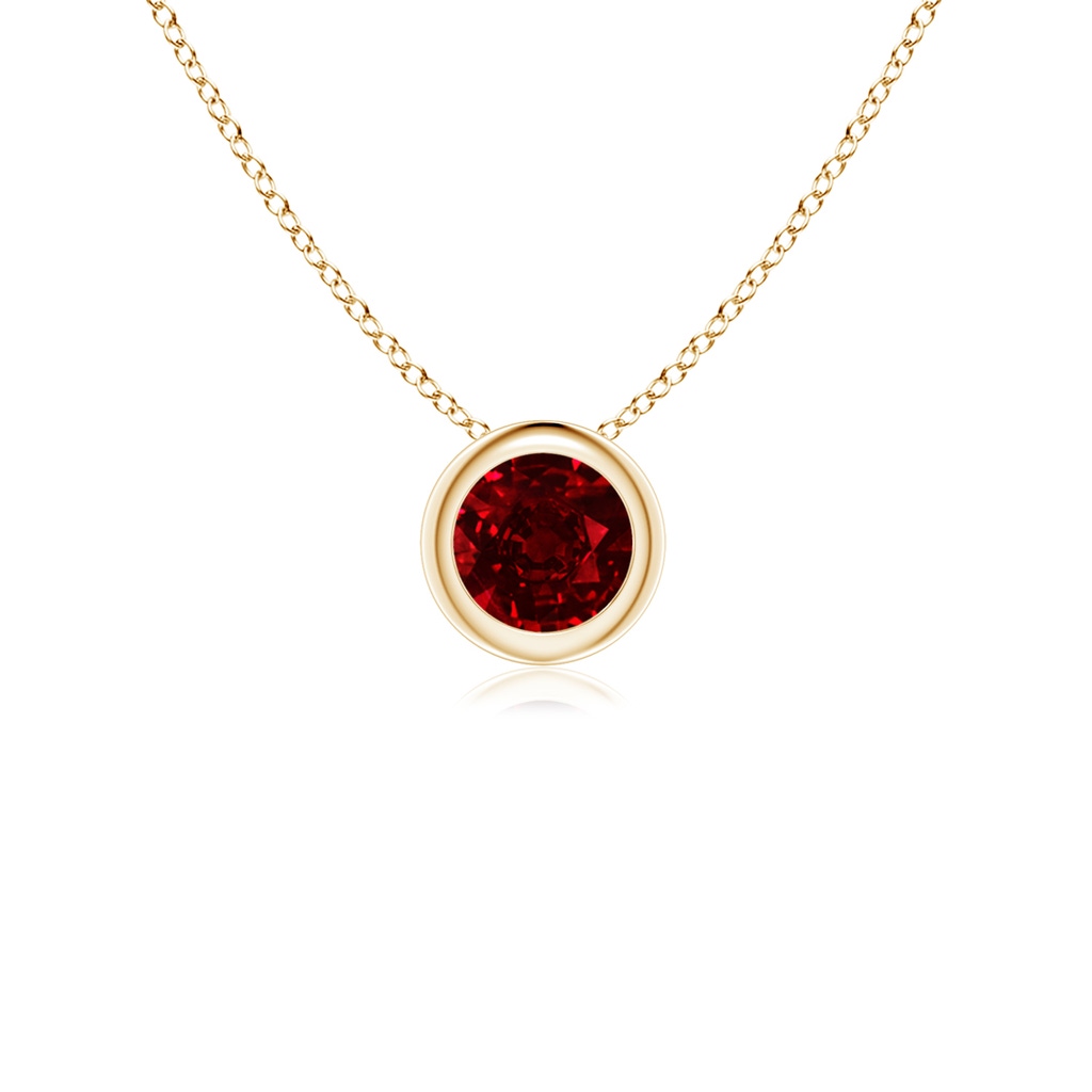 4mm AAAA Bezel-Set Round Ruby Solitaire Pendant in Yellow Gold