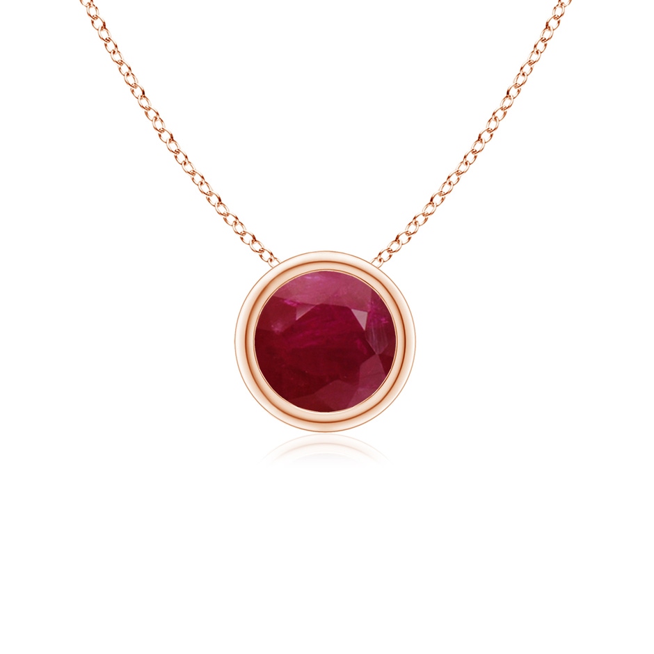 5mm A Bezel-Set Round Ruby Solitaire Pendant in Rose Gold 
