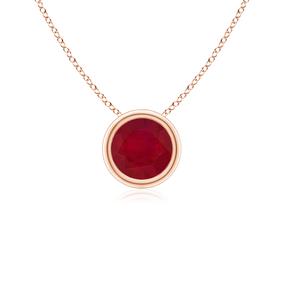 5mm AA Bezel-Set Round Ruby Solitaire Pendant in Rose Gold 