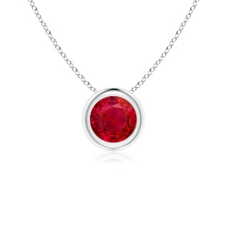 5mm AAA Bezel-Set Round Ruby Solitaire Pendant in P950 Platinum