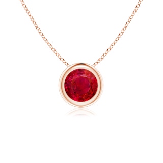 5mm AAA Bezel-Set Round Ruby Solitaire Pendant in Rose Gold