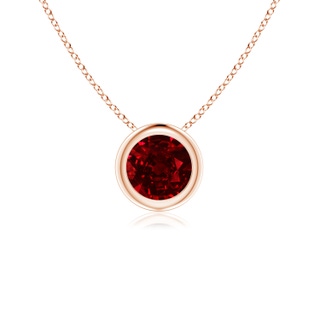 5mm AAAA Bezel-Set Round Ruby Solitaire Pendant in 9K Rose Gold