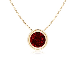 5mm AAAA Bezel-Set Round Ruby Solitaire Pendant in Yellow Gold