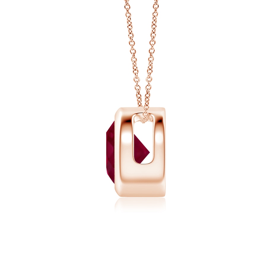 6mm A Bezel-Set Round Ruby Solitaire Pendant in Rose Gold side 199