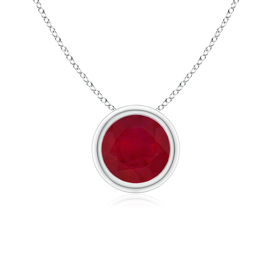 6mm AA Bezel-Set Round Ruby Solitaire Pendant in P950 Platinum 