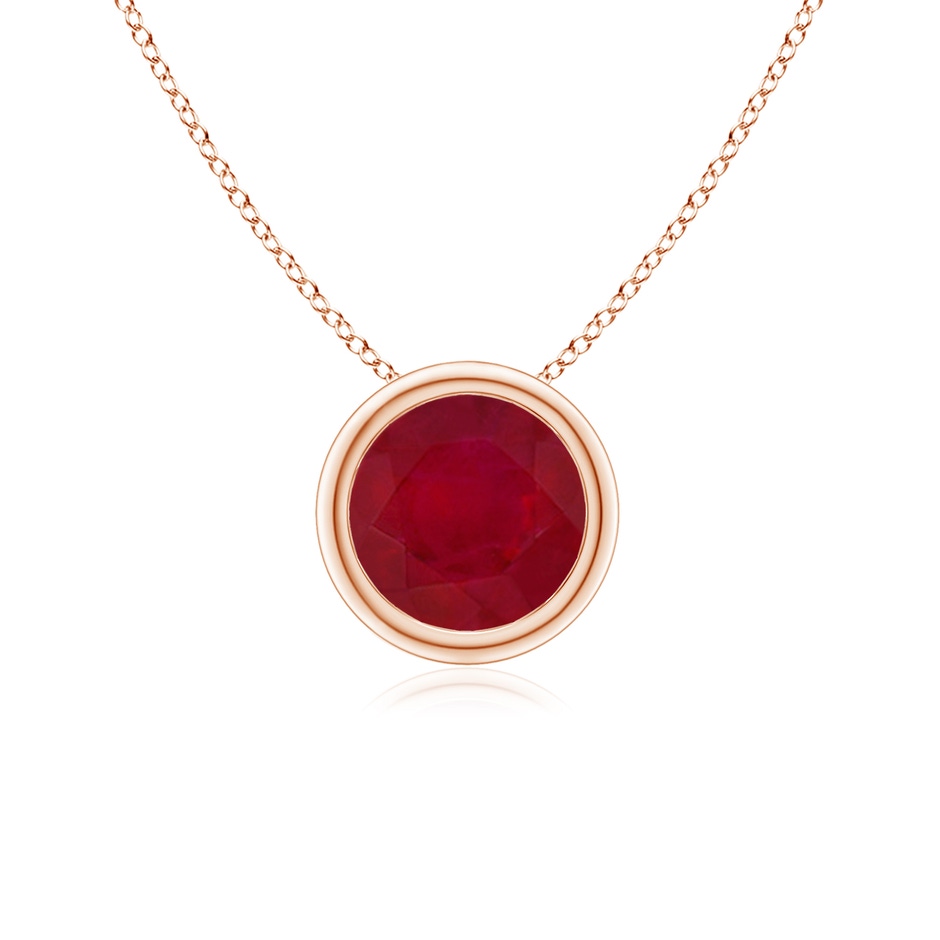 6mm AA Bezel-Set Round Ruby Solitaire Pendant in Rose Gold 
