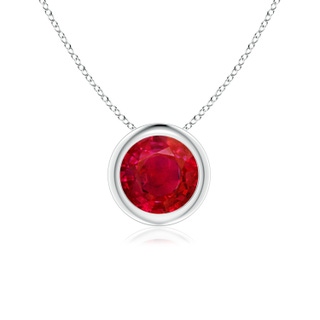 6mm AAA Bezel-Set Round Ruby Solitaire Pendant in P950 Platinum