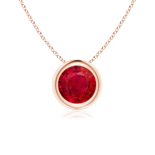 6mm AAA Bezel-Set Round Ruby Solitaire Pendant in Rose Gold