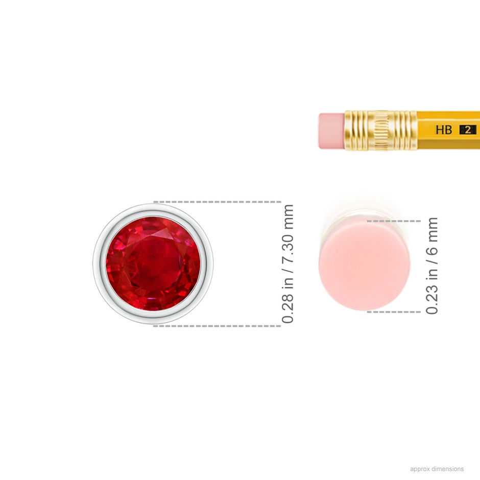 6mm AAA Bezel-Set Round Ruby Solitaire Pendant in White Gold ruler