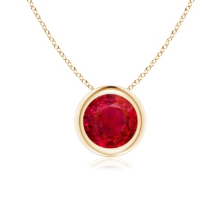 6mm AAA Bezel-Set Round Ruby Solitaire Pendant in Yellow Gold