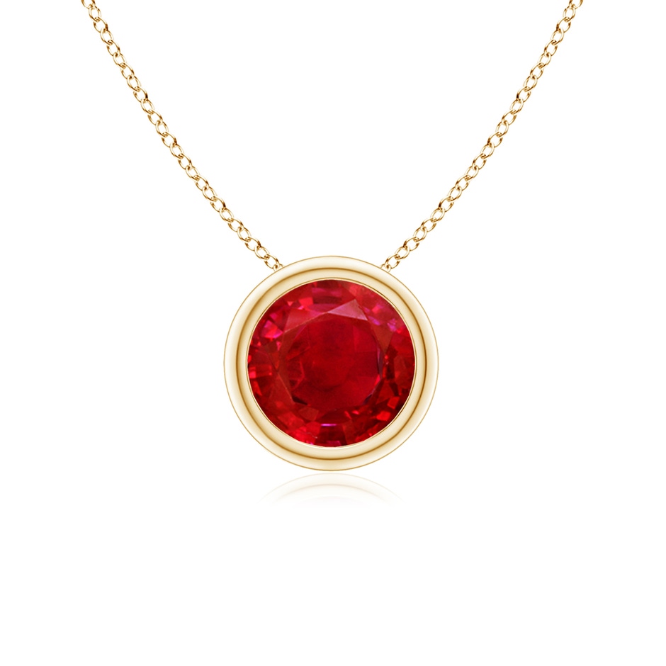 6mm AAA Bezel-Set Round Ruby Solitaire Pendant in Yellow Gold 