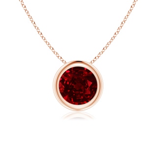 6mm AAAA Bezel-Set Round Ruby Solitaire Pendant in 9K Rose Gold