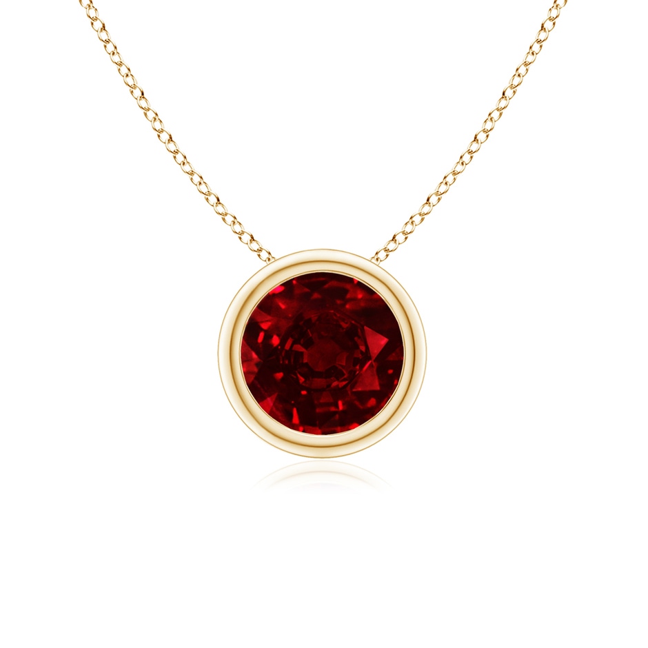 6mm AAAA Bezel-Set Round Ruby Solitaire Pendant in Yellow Gold 