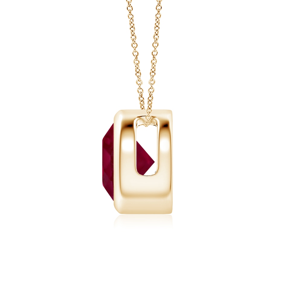 7mm A Bezel-Set Round Ruby Solitaire Pendant in Yellow Gold side 199