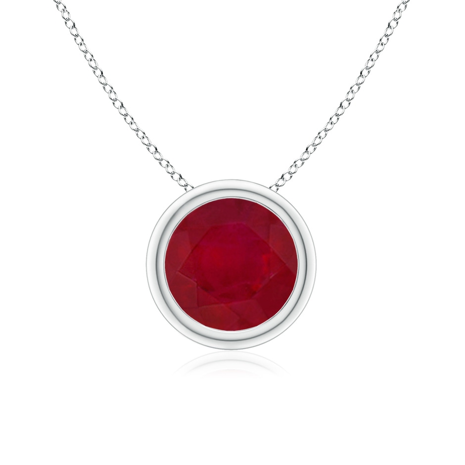 7mm AA Bezel-Set Round Ruby Solitaire Pendant in P950 Platinum 