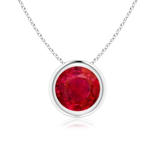 7mm AAA Bezel-Set Round Ruby Solitaire Pendant in P950 Platinum