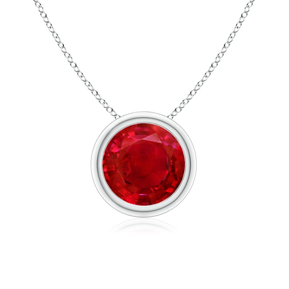 7mm AAA Bezel-Set Round Ruby Solitaire Pendant in P950 Platinum 