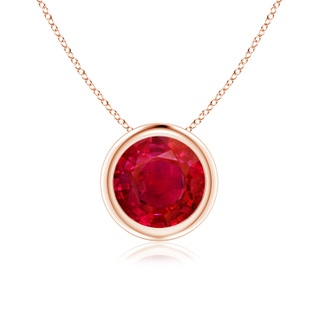 7mm AAA Bezel-Set Round Ruby Solitaire Pendant in Rose Gold
