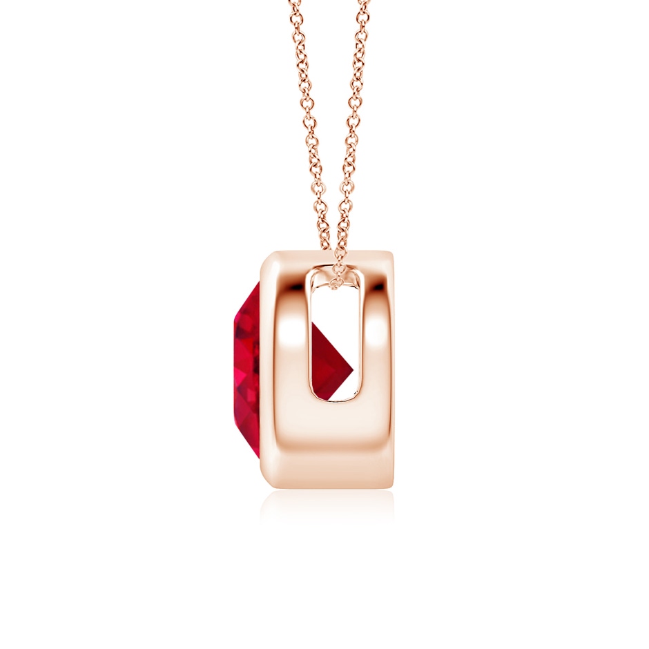 7mm AAA Bezel-Set Round Ruby Solitaire Pendant in Rose Gold side 199