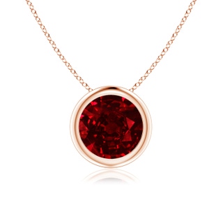 7mm AAAA Bezel-Set Round Ruby Solitaire Pendant in Rose Gold