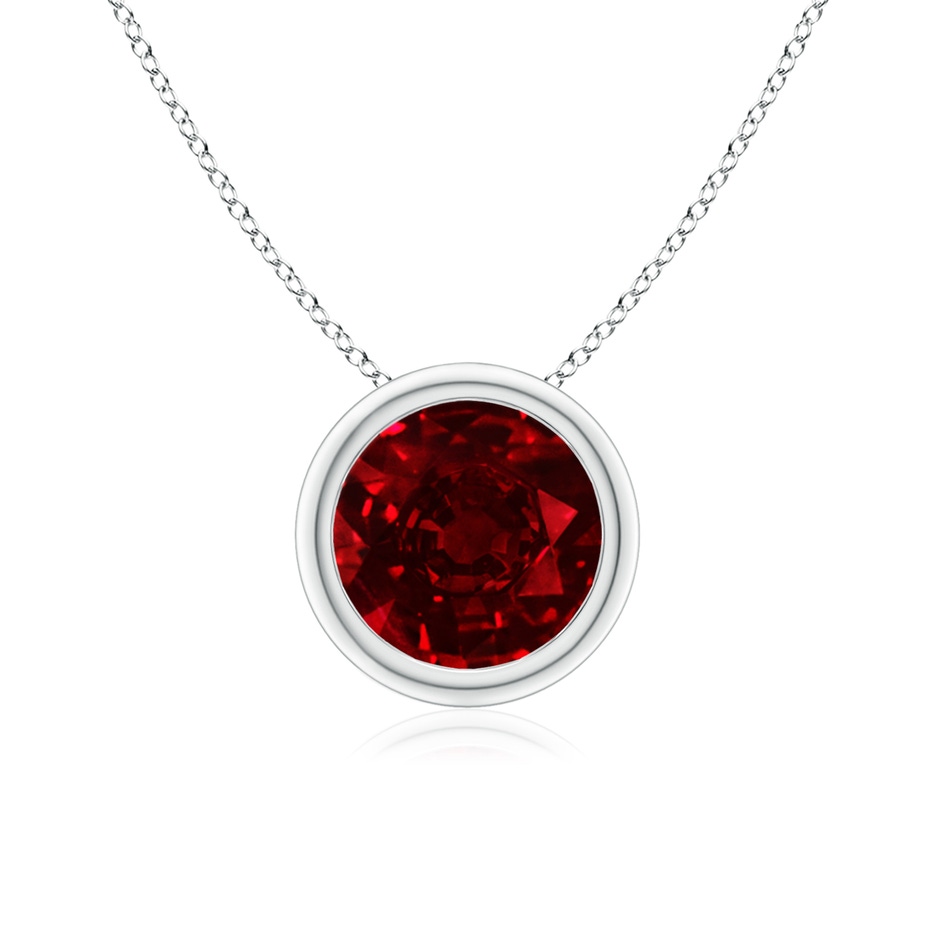 7mm AAAA Bezel-Set Round Ruby Solitaire Pendant in White Gold 