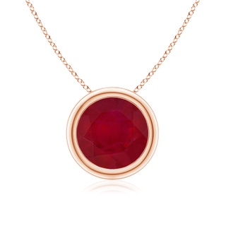 8mm AA Bezel-Set Round Ruby Solitaire Pendant in 10K Rose Gold