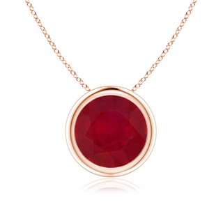 8mm AA Bezel-Set Round Ruby Solitaire Pendant in Rose Gold