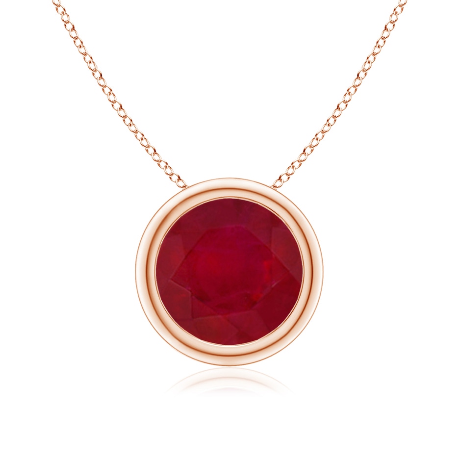 8mm AA Bezel-Set Round Ruby Solitaire Pendant in Rose Gold 