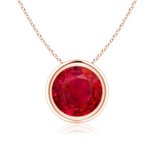 8mm AAA Bezel-Set Round Ruby Solitaire Pendant in Rose Gold