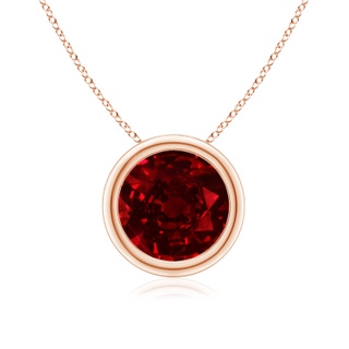 8mm AAAA Bezel-Set Round Ruby Solitaire Pendant in 10K Rose Gold