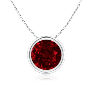 8mm AAAA Bezel-Set Round Ruby Solitaire Pendant in P950 Platinum