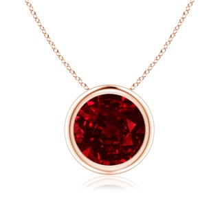 8mm AAAA Bezel-Set Round Ruby Solitaire Pendant in Rose Gold