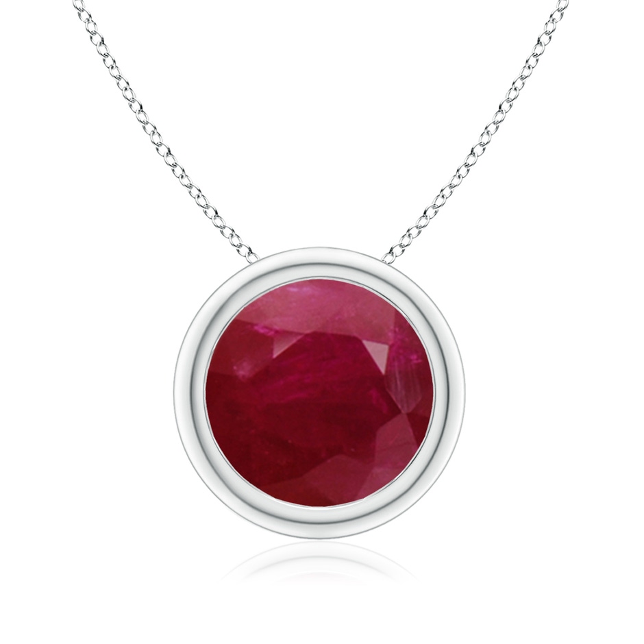 9mm A Bezel-Set Round Ruby Solitaire Pendant in P950 Platinum 
