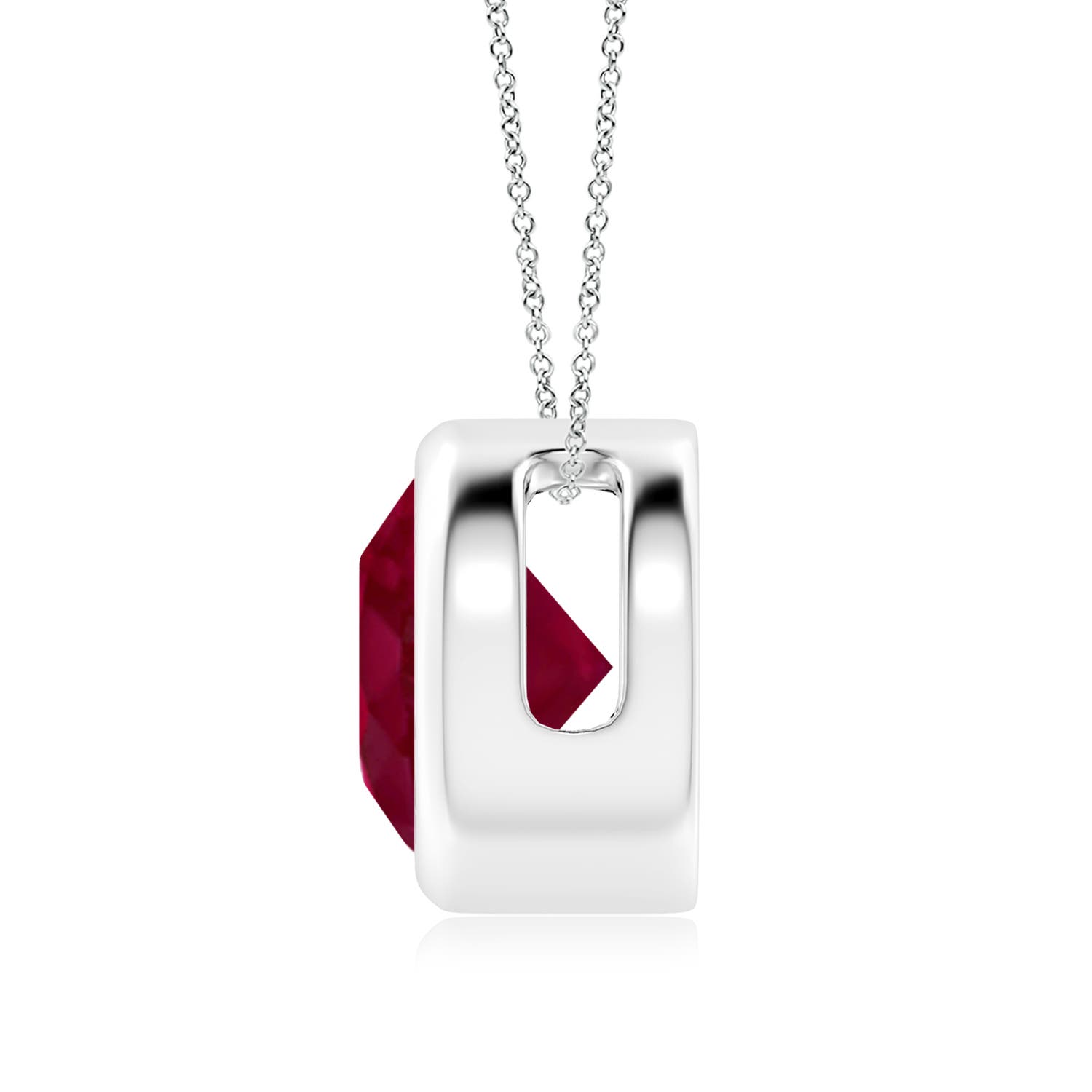9mm A Bezel-Set Round Ruby Solitaire Pendant in P950 Platinum