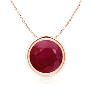 9mm A Bezel-Set Round Ruby Solitaire Pendant in Rose Gold