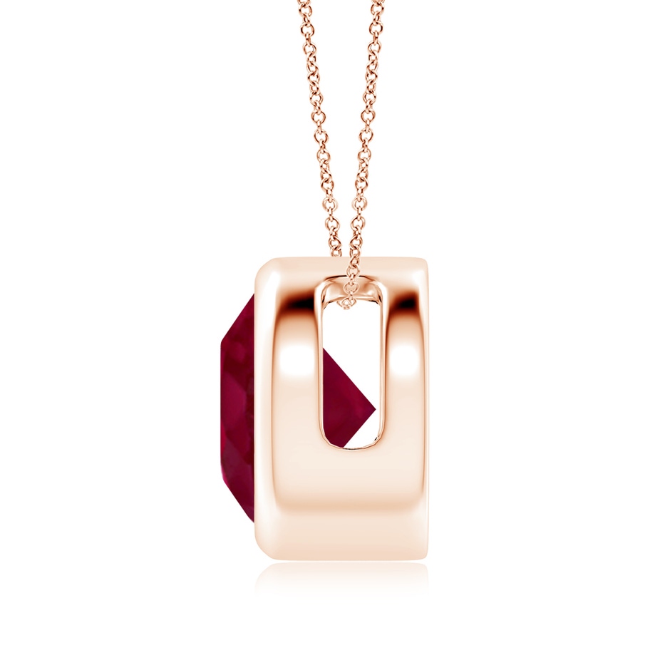 9mm A Bezel-Set Round Ruby Solitaire Pendant in Rose Gold side 199