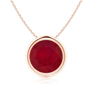 9mm AA Bezel-Set Round Ruby Solitaire Pendant in 10K Rose Gold