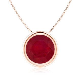 9mm AA Bezel-Set Round Ruby Solitaire Pendant in 9K Rose Gold