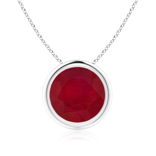 9mm AA Bezel-Set Round Ruby Solitaire Pendant in P950 Platinum