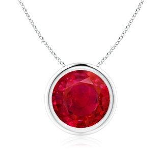 9mm AAA Bezel-Set Round Ruby Solitaire Pendant in P950 Platinum