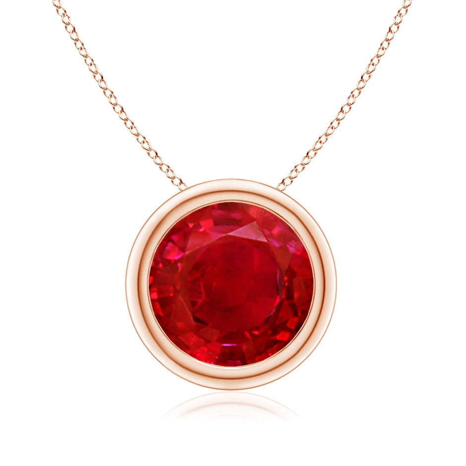 9mm AAA Bezel-Set Round Ruby Solitaire Pendant in Rose Gold 