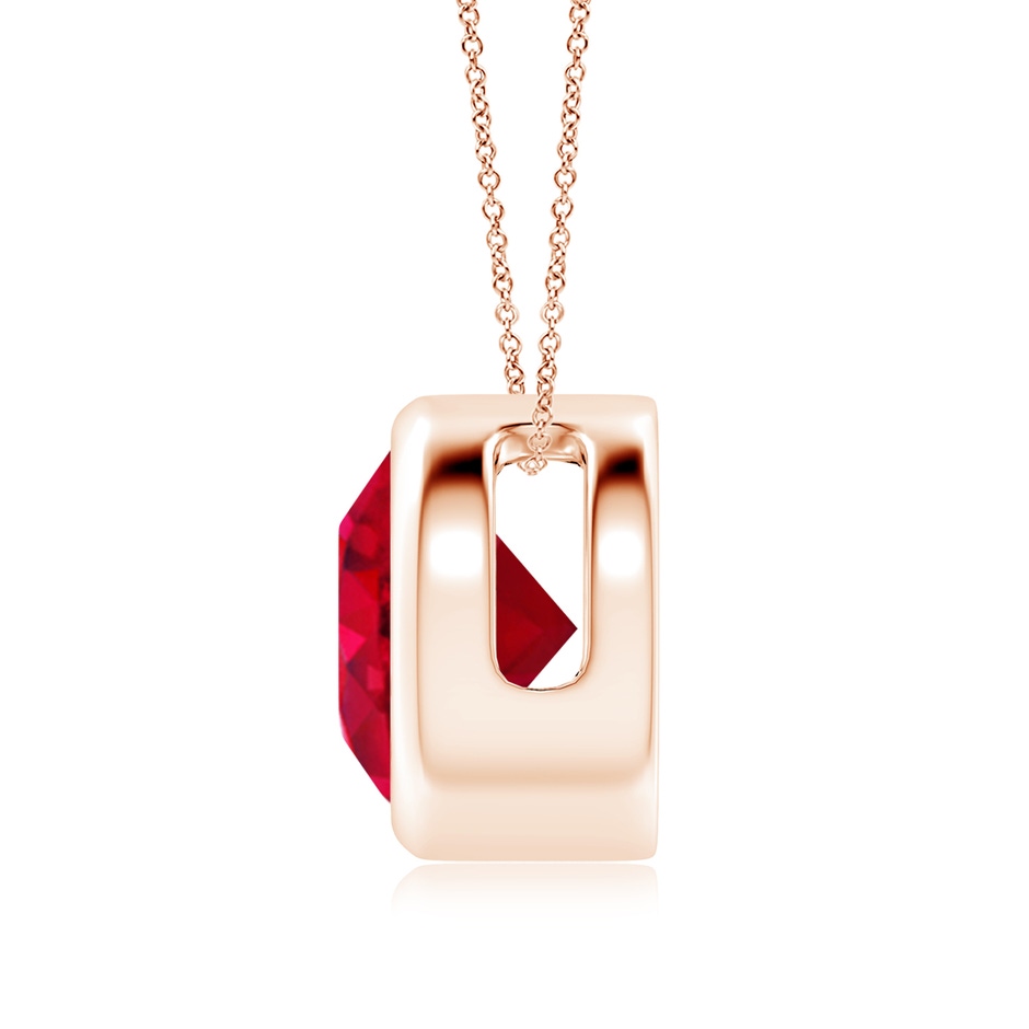 9mm AAA Bezel-Set Round Ruby Solitaire Pendant in Rose Gold side 199