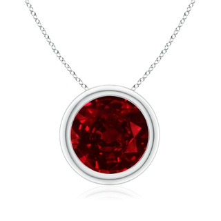 9mm AAAA Bezel-Set Round Ruby Solitaire Pendant in P950 Platinum